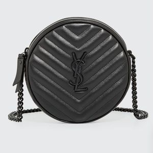 Saint Laurent Vinyle YSL Round Quilted Bag